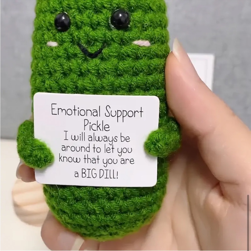 Positive Cheer Emotional Support Dill Pickle Crochet Knit - Picture 3 of 5